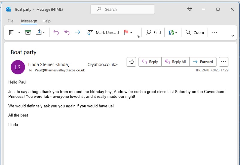 private boat party review of Thames Valley discos