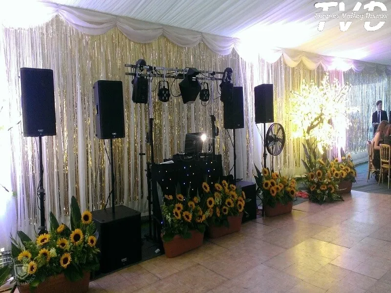 mobile disco set up in a marquee
